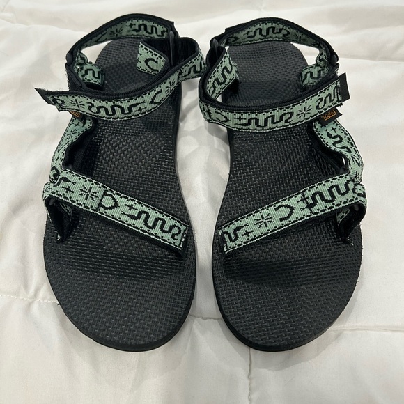 Teva Shoes - Teva Black and Mint Patterned Sandals